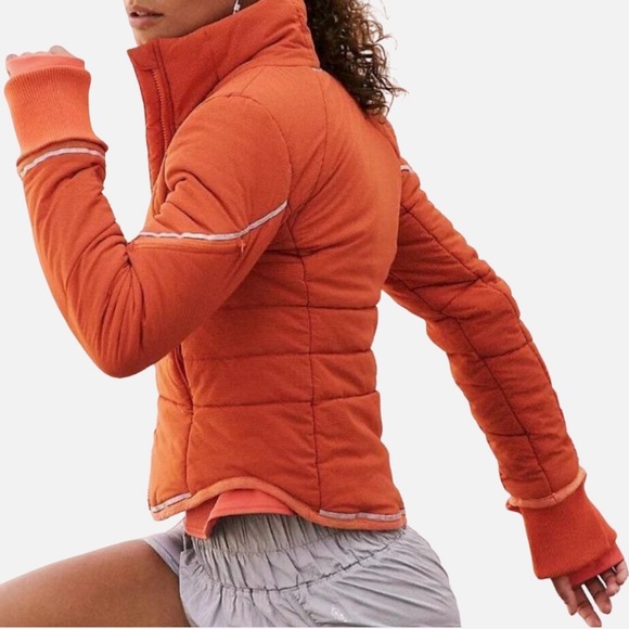 Free People Women's Orange Puffer Jacket